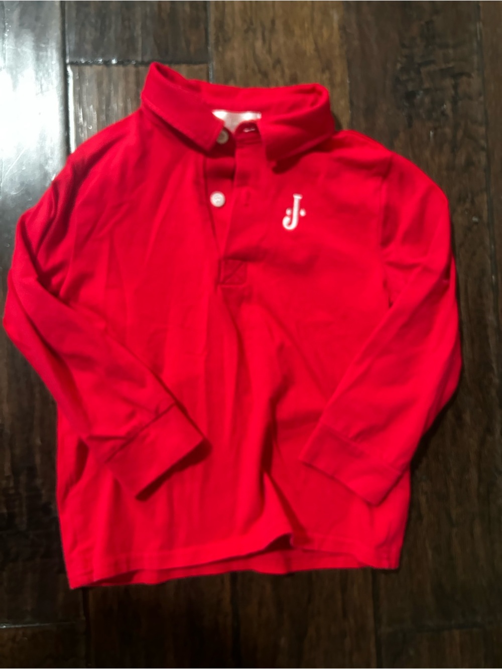 Cecil & Lou Boys 4T Red Long-Sleeve Polo Top with J Embroidery